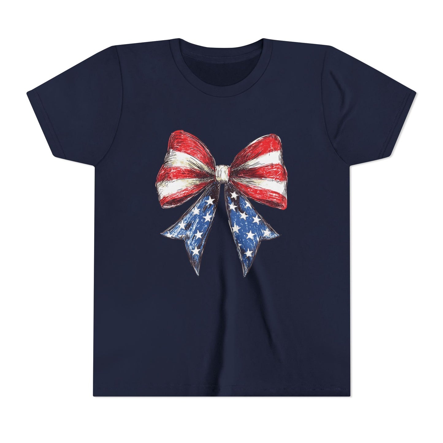 Patriotic Youth Short Sleeve Tee with Bow Design