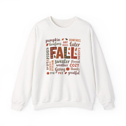 Fall Word Art Gildan Heavy Blend Crewneck