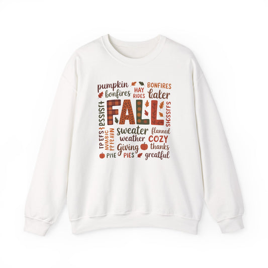 Fall Word Art Gildan Heavy Blend Crewneck
