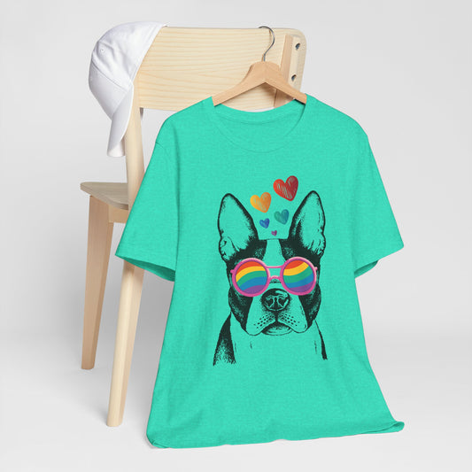 Dog Lover Pride T-Shirt - Rainbow Sunglasses Design