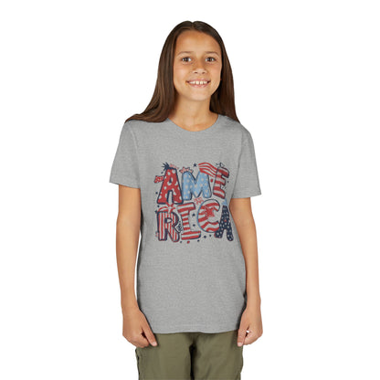 Patriotic Youth Short Sleeve Tee - America Design for 4th of July & Celebrations
