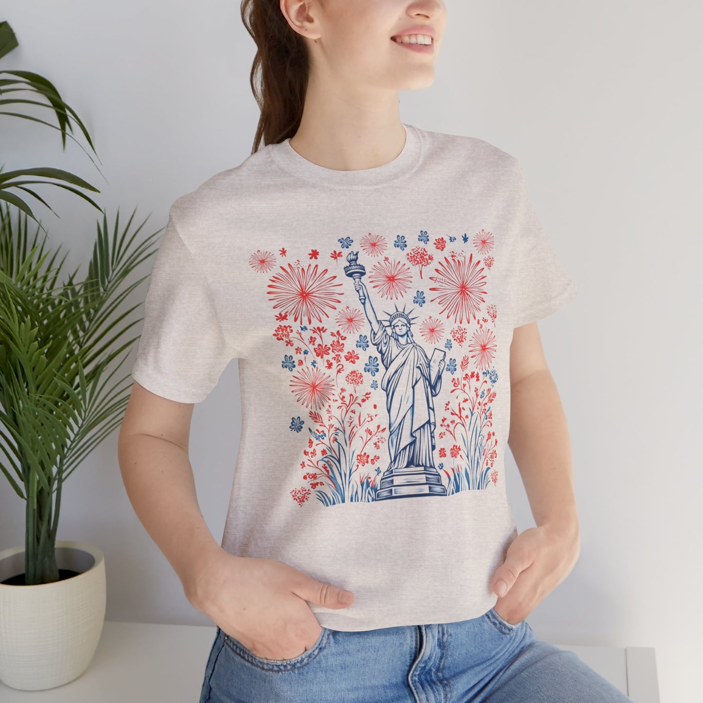 Patriotic Short Sleeve Tee with Liberty Design