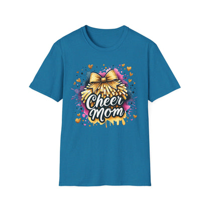 Cheer Mom Gold Bow- Gildan Softstyle Tshirt