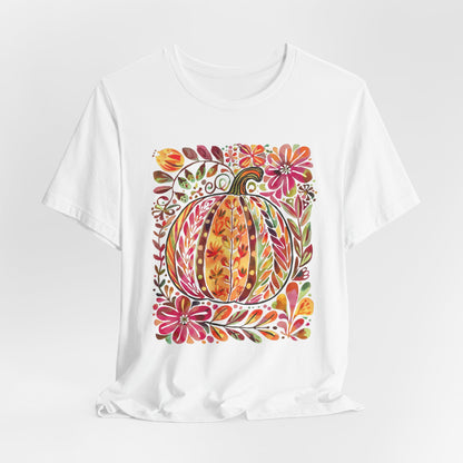 Pumpkin Floral Tee for Fall Celebrations
