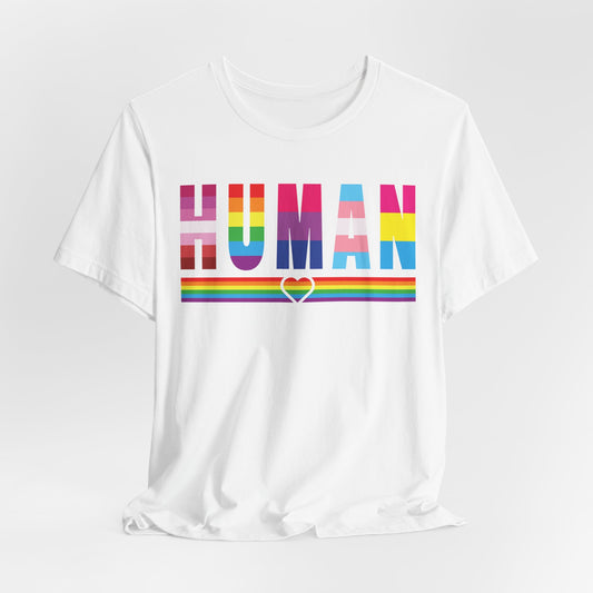 Pride Jersey Tee - Celebrate Diversity with 'HUMAN' Design