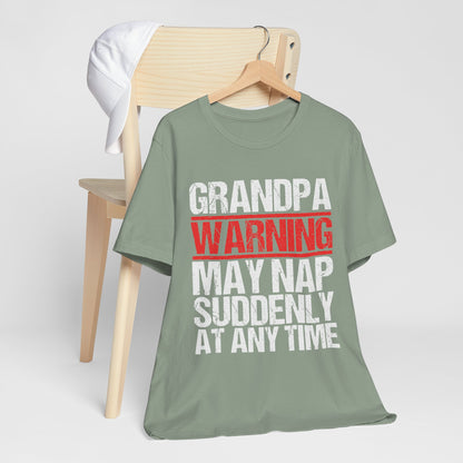 Funny Grandpa Nap Warning T-Shirt, Gift for Grandfather, Family Humor Tee, Unisex Tee for Relaxation, Birthday Gift, Grandparent's Day