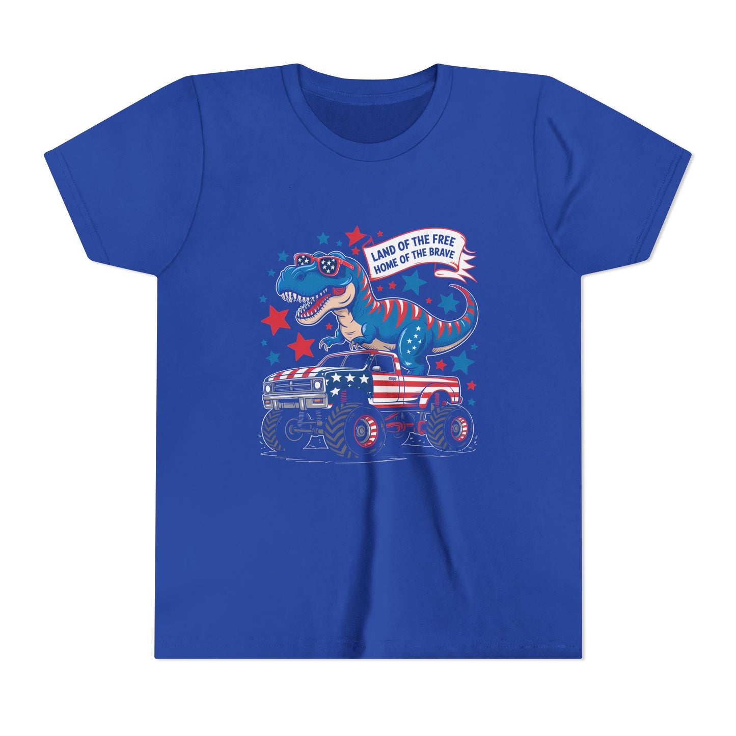 Patriotic Dinosaur Tee for Kids, Youth Short Sleeve Shirt