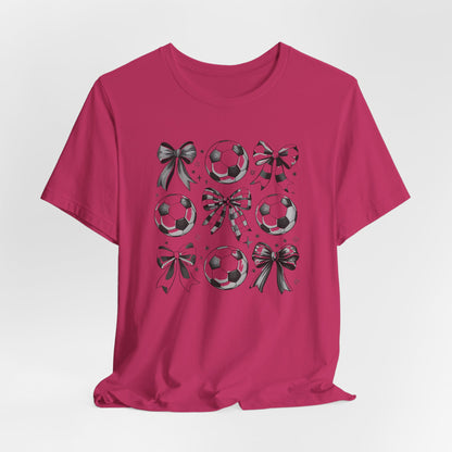 Soccer Tic Tac Toe Bows Bella Canvas Tee