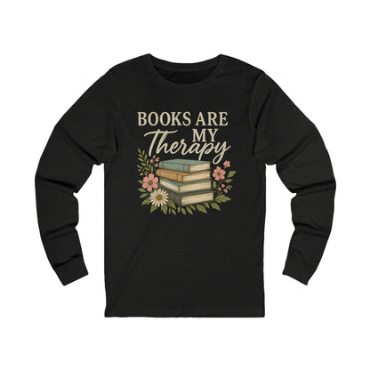 Books are my Therapy Floral Bella Canvas Long Sleeve Tee