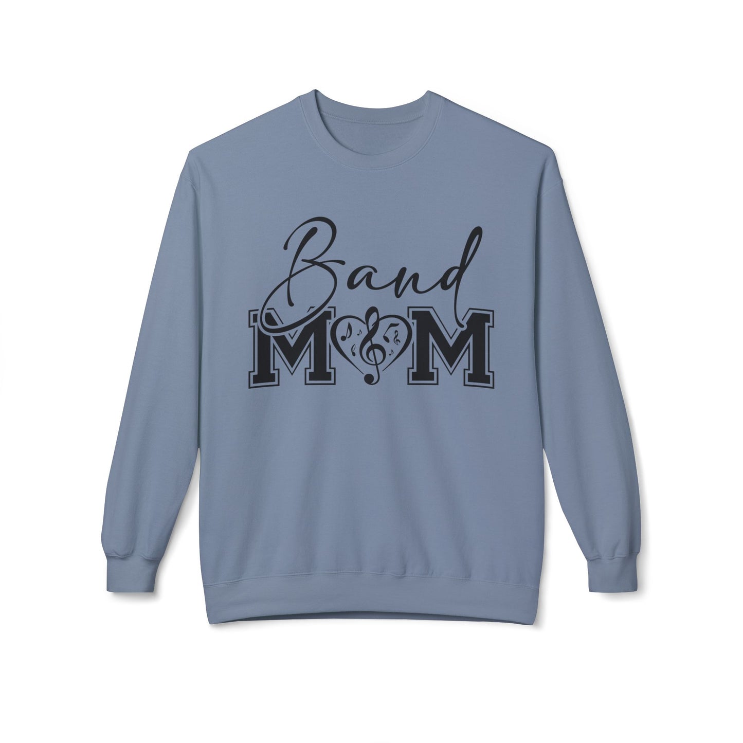 Band Mom front and back - Softstyle Crewneck for Music Lovers