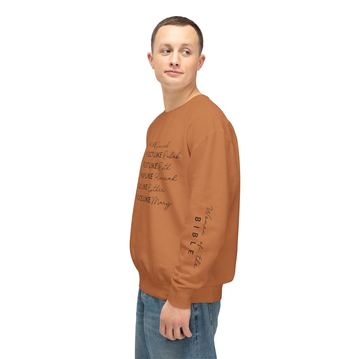Inspirational Sweatshirt - Wait, Protect, Trust, Pray, Rejoice Like Women of the Bible, Front and Sleeve - Unisex Crewneck for Faith & Empowerment, Gift for Women, [...]
