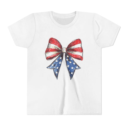 Patriotic Youth Short Sleeve Tee with Bow Design