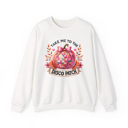 Disco Patch Pumpkin Gildan Crewneck Sweatshirt