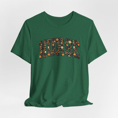 Floral Fall Nurse Bella Canvas T-Shirt
