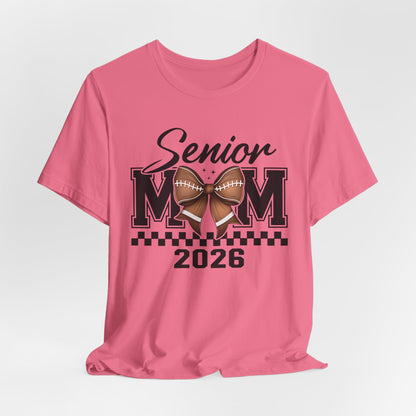 Senior Mom 2026 Football Tee, Unisex Jersey Short Sleeve Tee