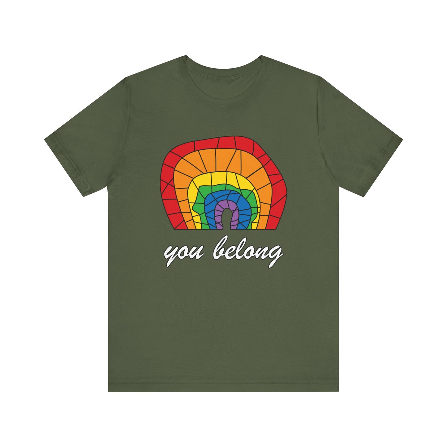 Rainbow 'You Belong' Unisex Jersey Tee, LGBTQ Pride Shirt