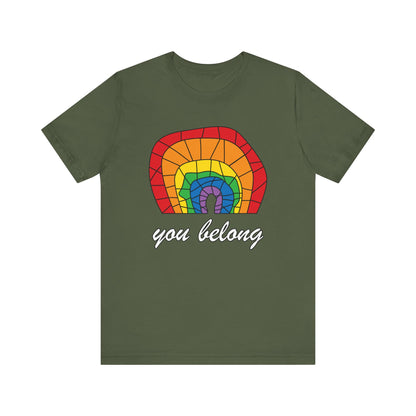 Rainbow 'You Belong' Unisex Jersey Tee, LGBTQ Pride Shirt
