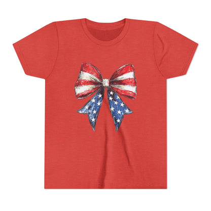Patriotic Youth Short Sleeve Tee with Bow Design