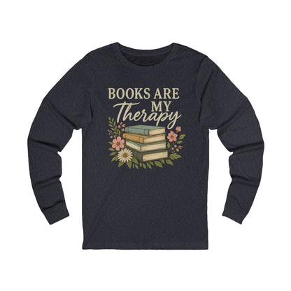 Books are my Therapy Floral Bella Canvas Long Sleeve Tee