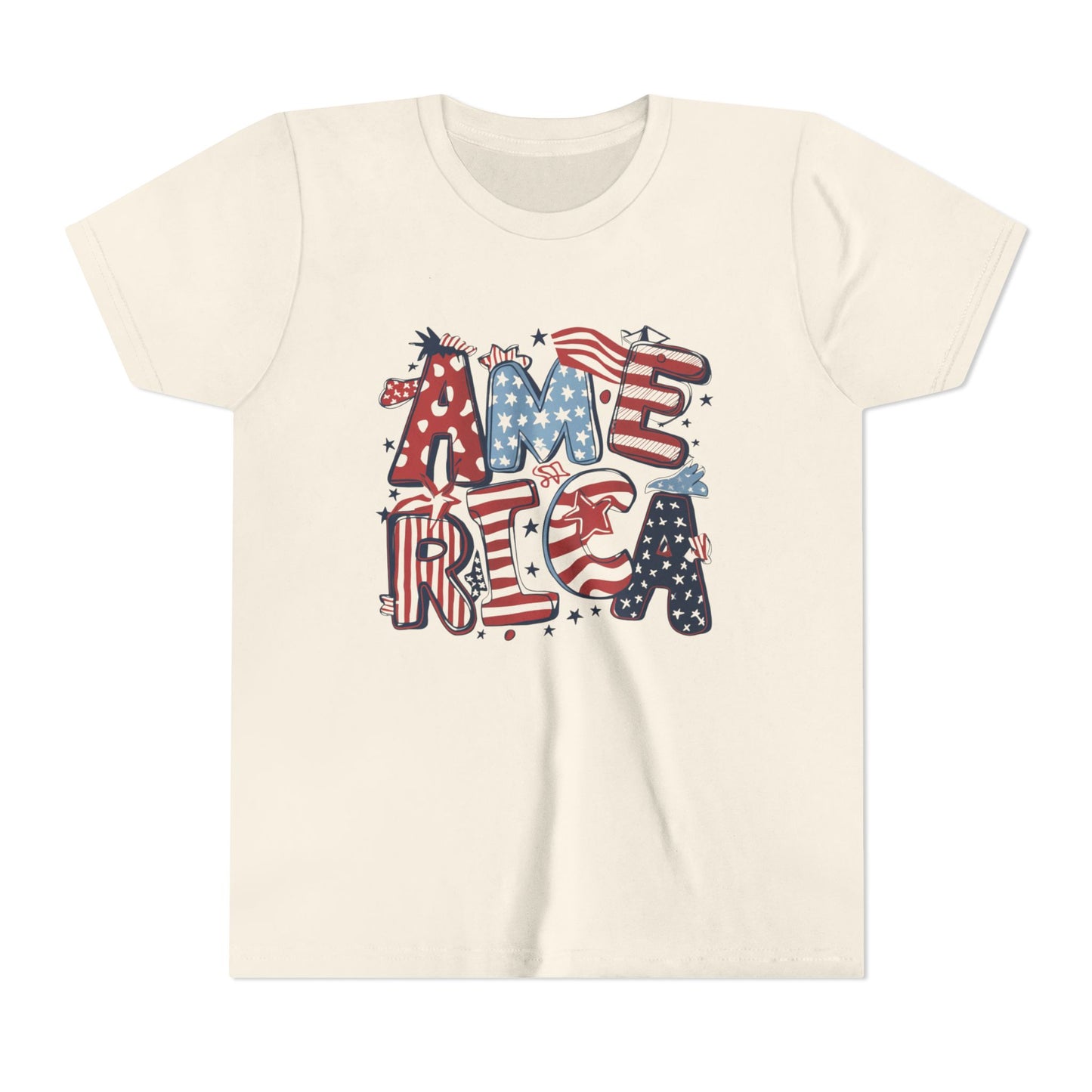Patriotic Youth Short Sleeve Tee - America Design for 4th of July & Celebrations