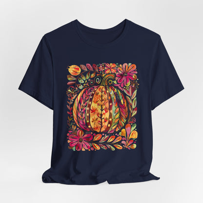 Pumpkin Floral Tee for Fall Celebrations