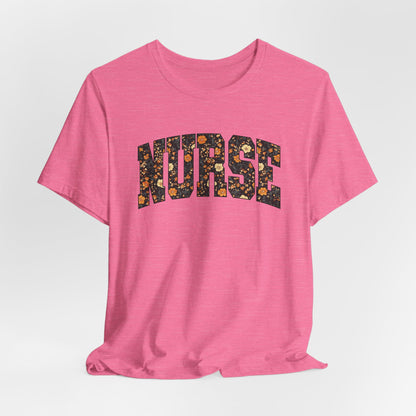 Floral Fall Nurse Bella Canvas T-Shirt