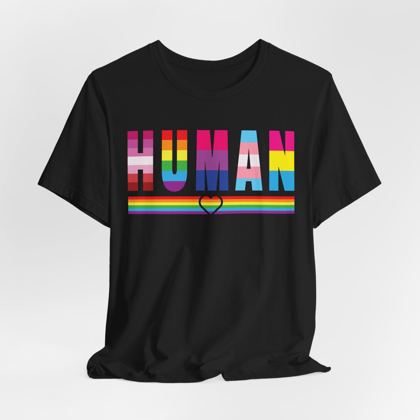 Pride Jersey Tee - Celebrate Diversity with 'HUMAN' Design