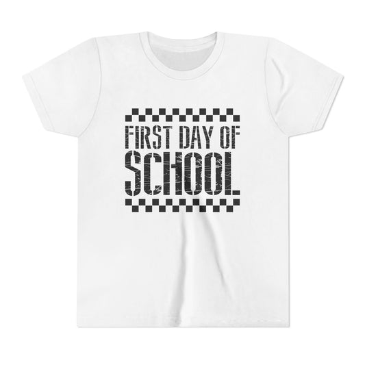 First Day of School Checkered Youth Tee, Back to School Shirt