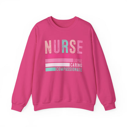 Nurse, Strong, Loyal, Caring Gildan Crewneck Sweatshirt