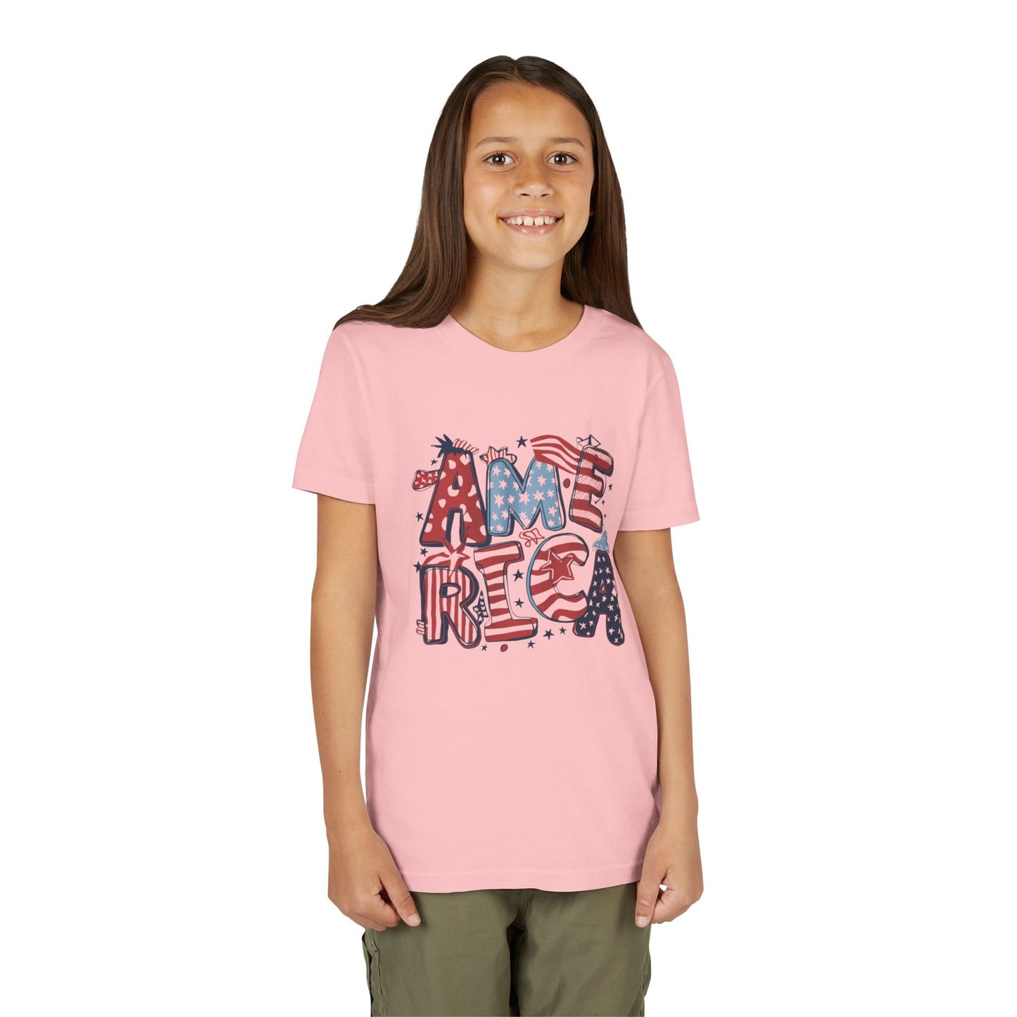 Patriotic Youth Short Sleeve Tee - America Design for 4th of July & Celebrations