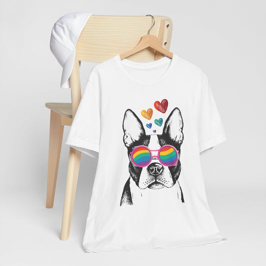 Dog Lover Pride T-Shirt - Rainbow Sunglasses Design