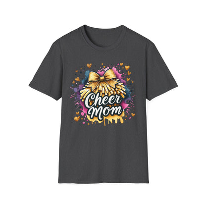 Cheer Mom Gold Bow- Gildan Softstyle Tshirt