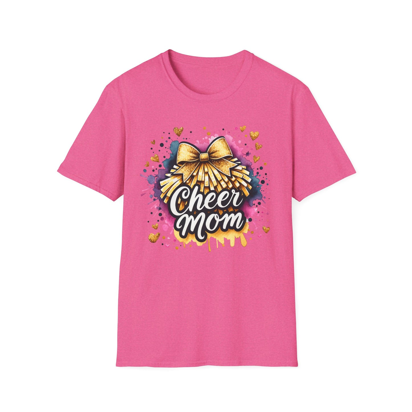Cheer Mom Gold Bow- Gildan Softstyle Tshirt