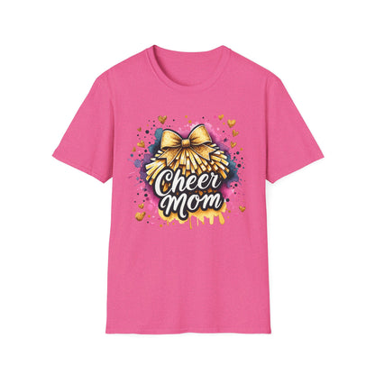 Cheer Mom Gold Bow- Gildan Softstyle Tshirt