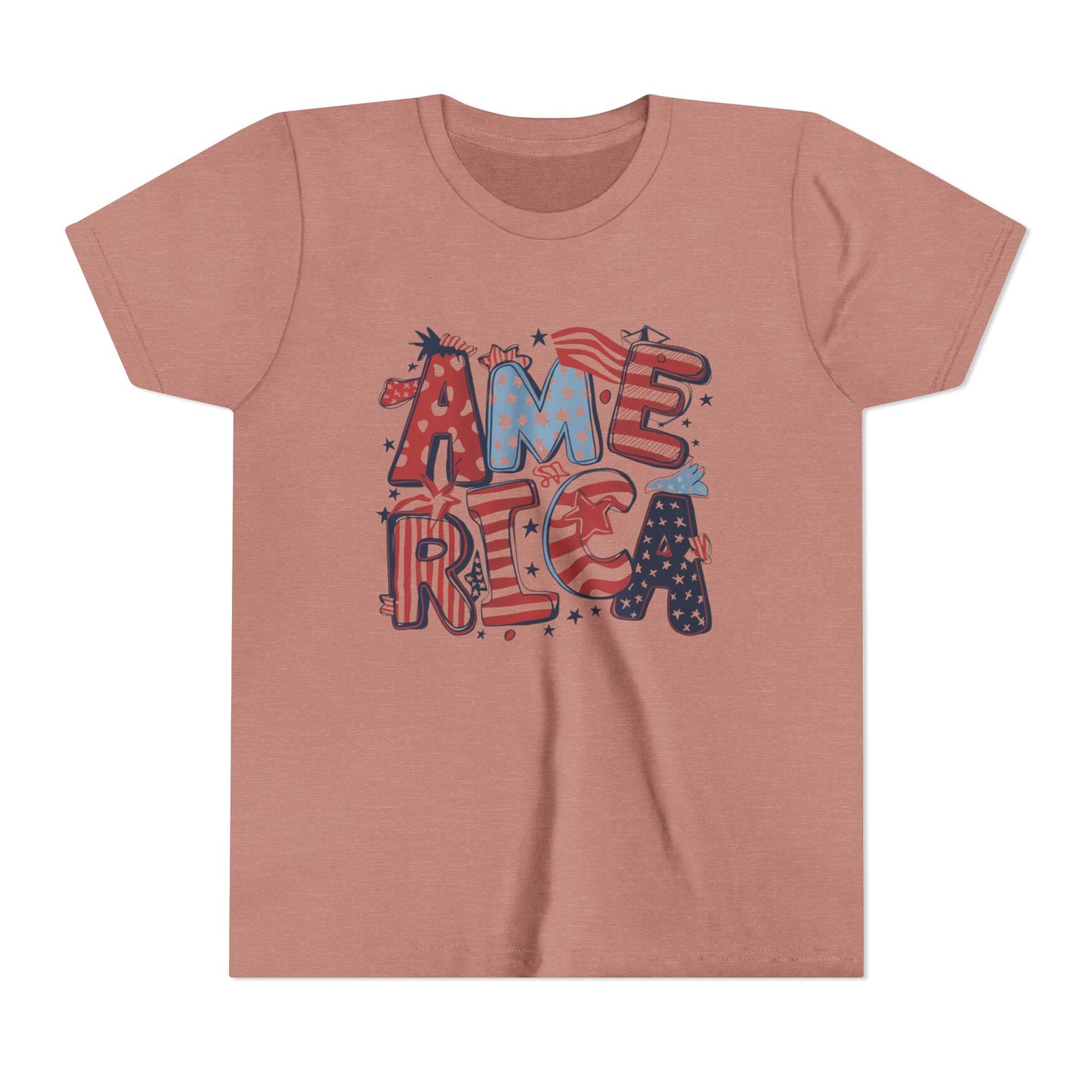 Patriotic Youth Short Sleeve Tee - America Design for 4th of July & Celebrations
