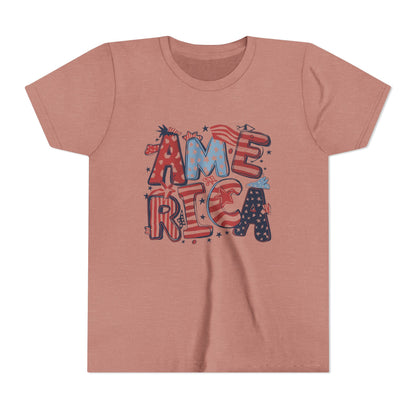 Patriotic Youth Short Sleeve Tee - America Design for 4th of July & Celebrations