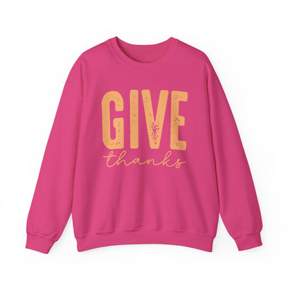 Give Thanks, Thanksgiving Gildan Crewneck Sweatshirt