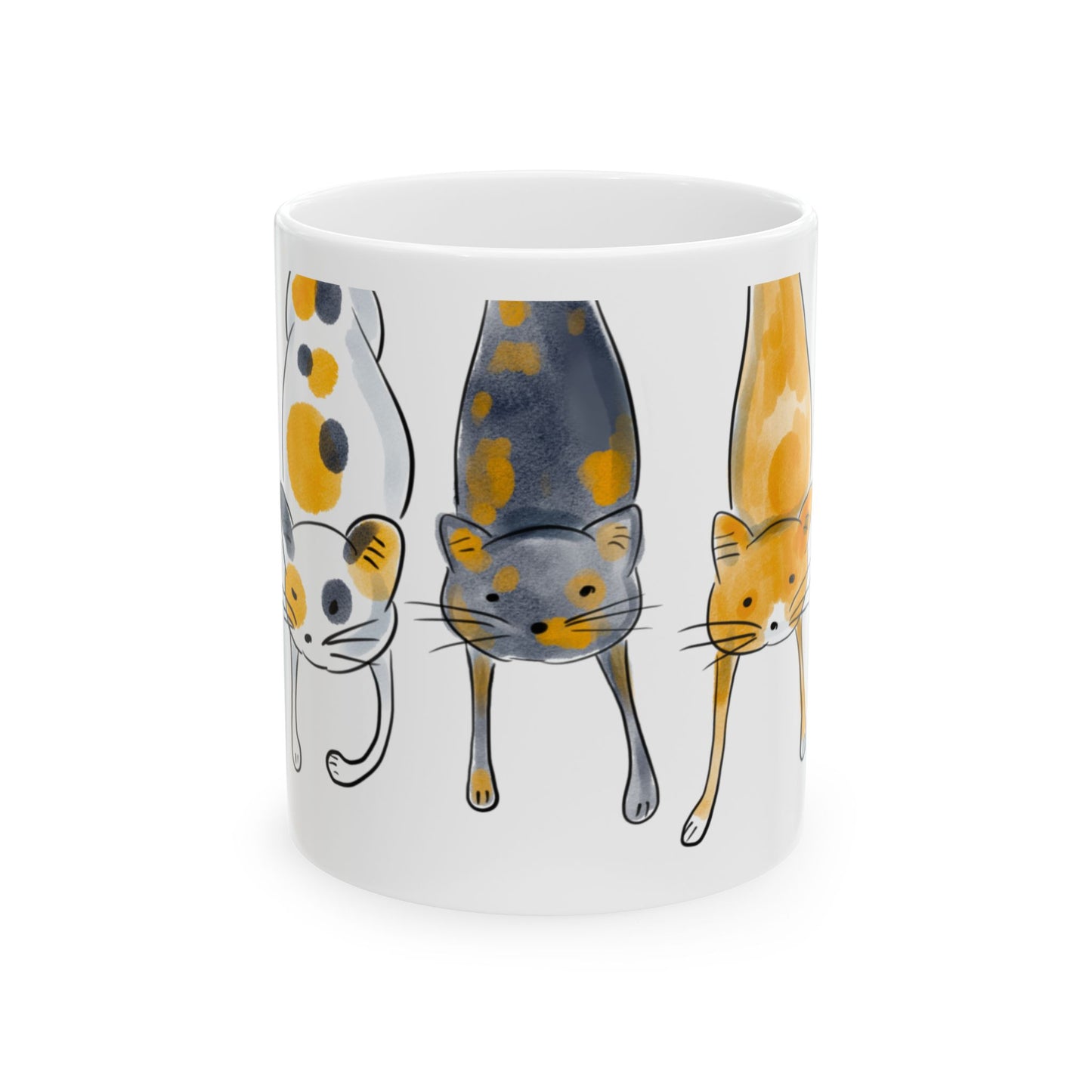 11oz Playful Cat Ceramic Mug - Cute Animal Design for Cat Lovers