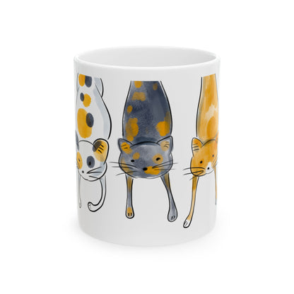 11oz Playful Cat Ceramic Mug - Cute Animal Design for Cat Lovers