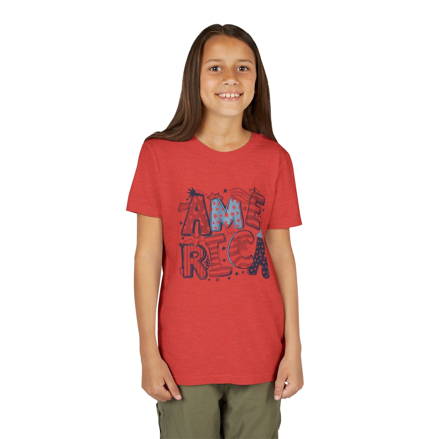 Patriotic Youth Short Sleeve Tee - America Design for 4th of July & Celebrations