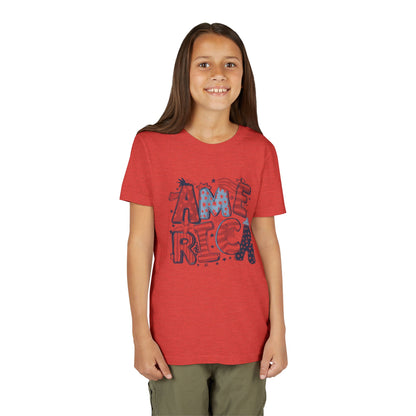 Patriotic Youth Short Sleeve Tee - America Design for 4th of July & Celebrations