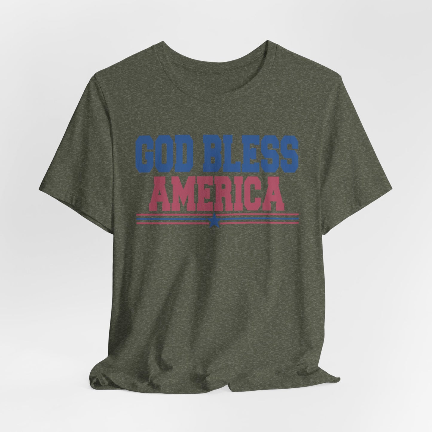 God Bless America Unisex Jersey Tee - Patriotic Short Sleeve Shirt