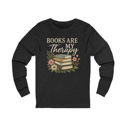 Books are my Therapy Floral Bella Canvas Long Sleeve Tee