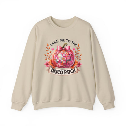 Disco Patch Pumpkin Gildan Crewneck Sweatshirt