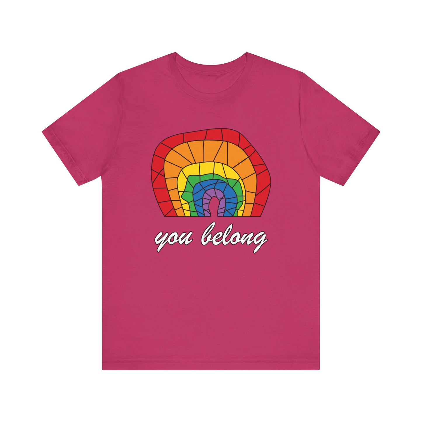 Rainbow 'You Belong' Unisex Jersey Tee, LGBTQ Pride Shirt