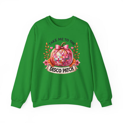 Disco Patch Pumpkin Gildan Crewneck Sweatshirt