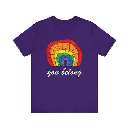 Rainbow 'You Belong' Unisex Jersey Tee, LGBTQ Pride Shirt