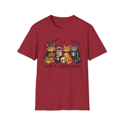 Halloween Cat T-Shirt, Spooky paw Gildan Softstyle Tee
