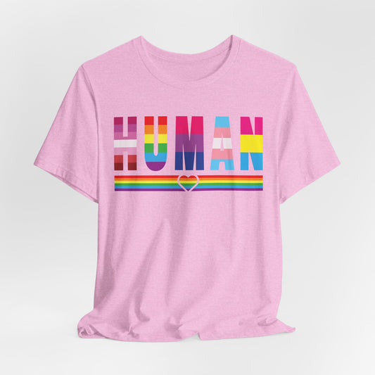 Pride Jersey Tee - Celebrate Diversity with 'HUMAN' Design