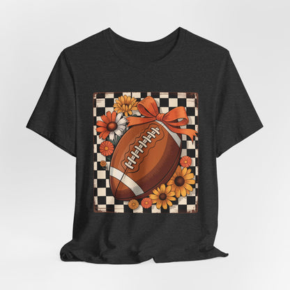 Fall Floral Football Tee, Perfect for Game Days